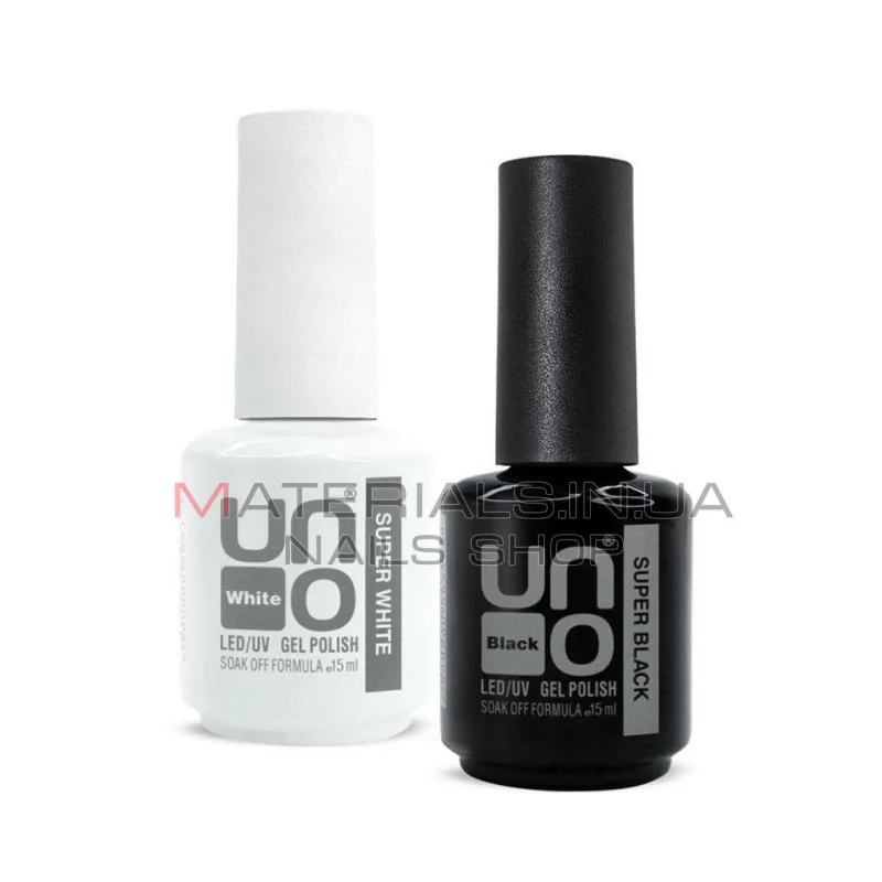 UNO Super Black/ Супер черный гель лак для ногтей (нанесение в 1 слой), 15 мл.
