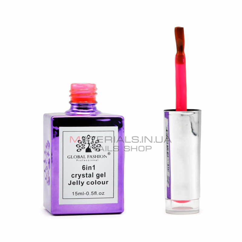 Гель для нарощування 6 in 1 crystal gel jelly colour, 15 мл, 6605