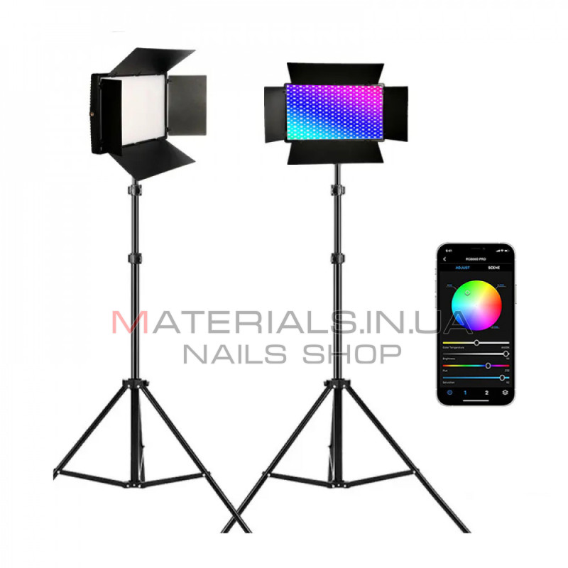LED-відеосвітло Pro 800 RGB, панельне світло, 2 акумулятор(4400 мА·год), зарядний пристрій, сумка, пульт ДК