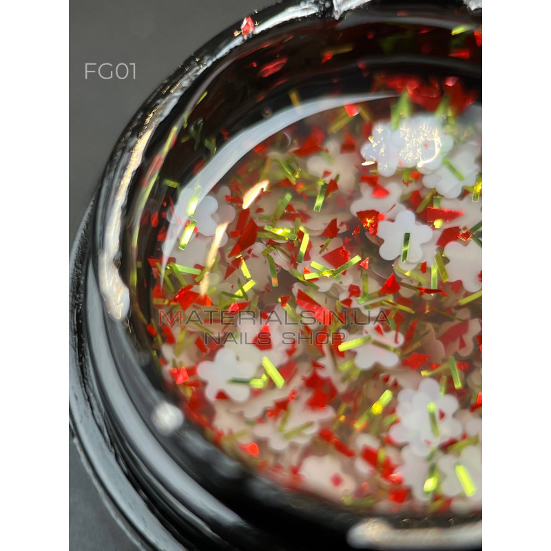 Foil flower gel FG01 (5 мл) Дизайнер - гель з квіточками з фольги Foil flower gel FG01 (5 мл) Дизайнер - гель з квіточками з фольги