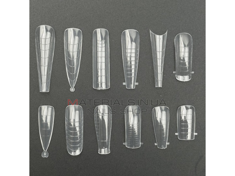 Polygel Nail Forms SET-D, 288 шт. (12 форм) - Верхні форми Дизайнер