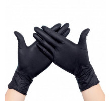 Нітрилові рукавички без пудри чорні (S) щільні  100шт