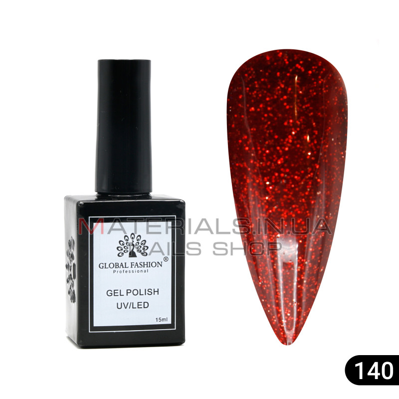 Гель лак Global Fashion, Gel polish 15 ml, 140