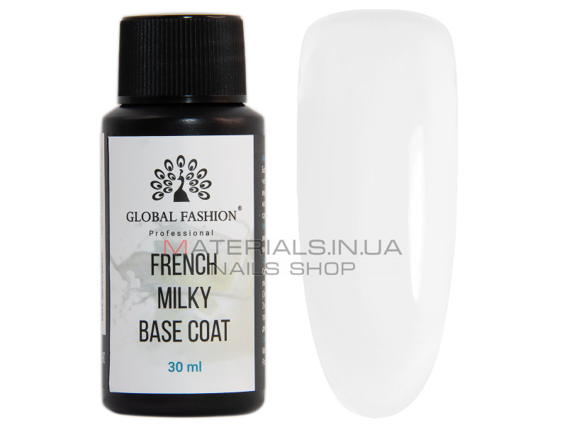 French Milky Base Coat, Молочная каучуковая френч база Global Fashion 30 мл