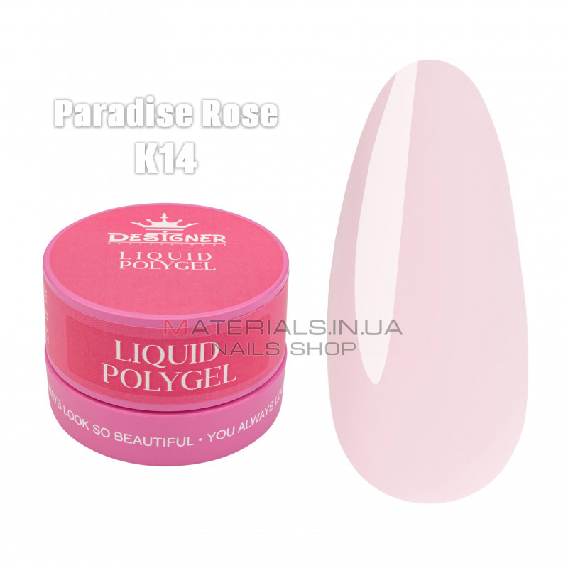 Жидкий полигель (30 мл., в банке) Дизайнер К14 Paradise Rose Жидкий полигель (30 мл., в банке) Дизайнер К14 Paradise Rose