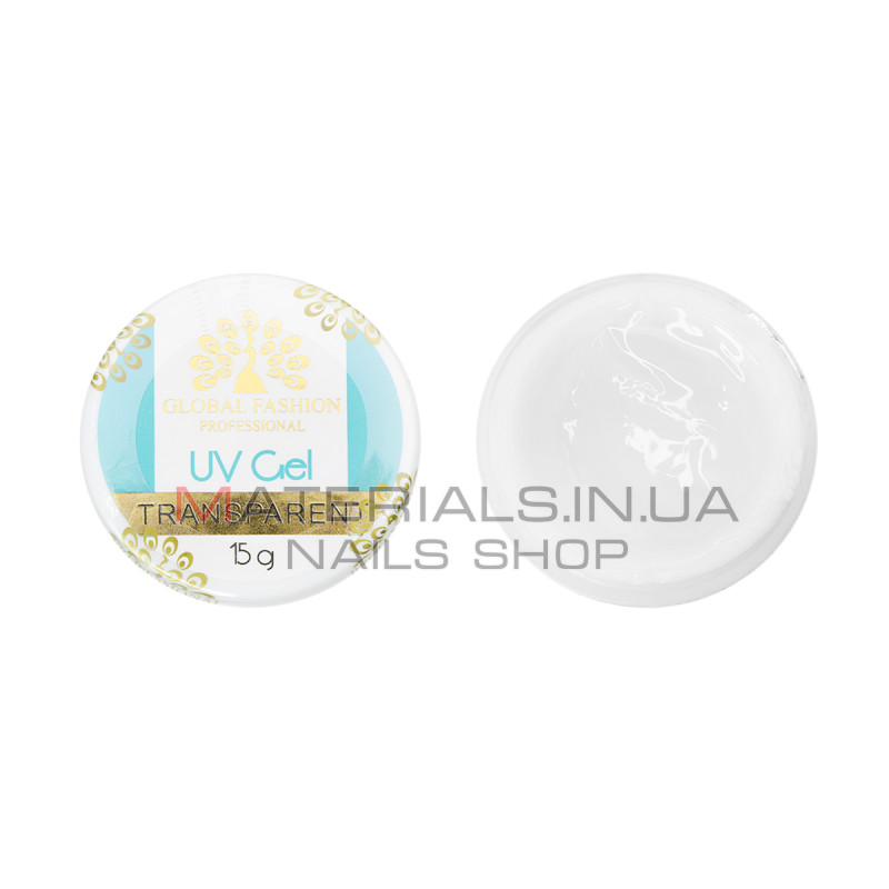 Гель для нарощування нігтів, прозорий, Global Fashion Clear, 15 г.