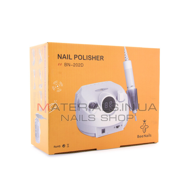 Аппарат для маникюра и педикюра BEE NAILS, 202D, с дисплеем, 65w, 45000 об, белый