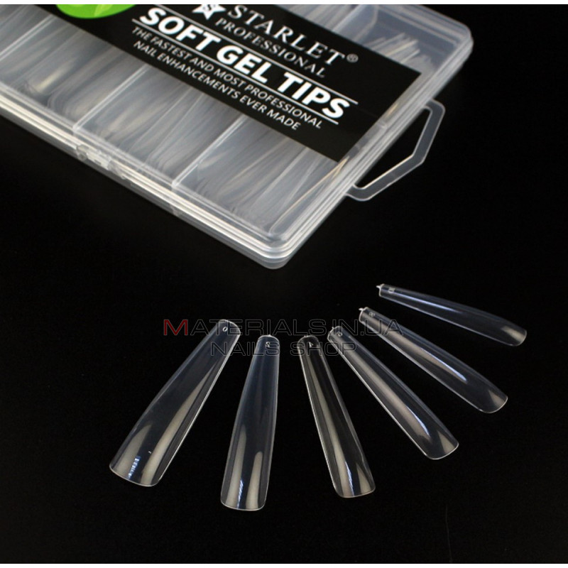 Типсы гелевые Starlet Professional Soft Gel Tips 5, 240 шт., экстра длинная балерина, прозрачные Типсы гелевые Starlet Professional Soft Gel Tips 5, 240 шт., экстра длинная балерина, прозрачные