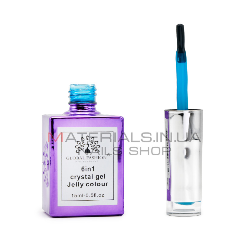 Гель для нарощування 6 in 1 crystal gel jelly colour, 15 мл, 6604