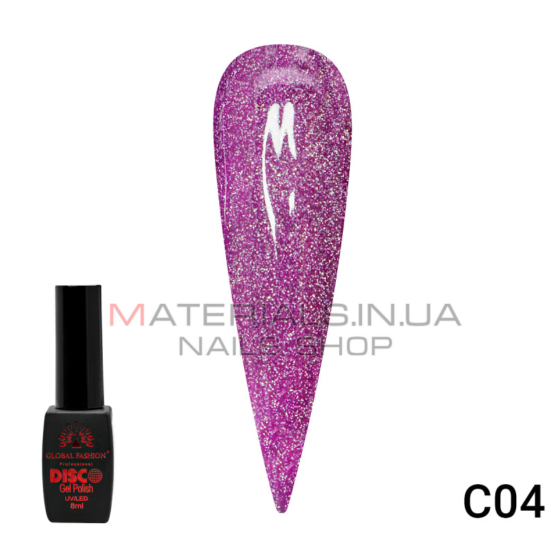 Гель лак Disco Gel Polish, Global Fashion, светоотражающий, 8 мл C04