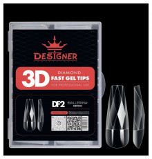 Diamond Fast Gel Tips (DF2 Ballerina medium) - гелеві типси Дизайнер 140 шт/уп
