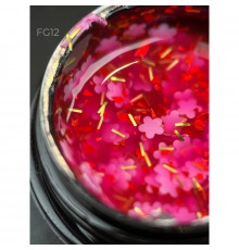 Foil flower gel FG12 (5 мл.) Дизайнер - гель с цветочками из фольги