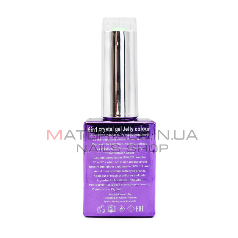 Гель для нарощування 6 in 1 crystal gel jelly colour, 15 мл, 6601