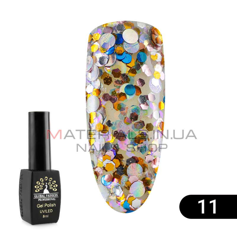 Гель лак Global Fashion Shiny (Пестрота), 8 мл, 11