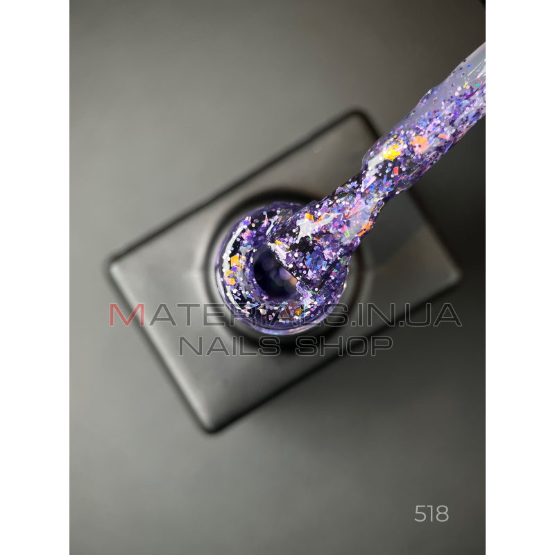 Гель лак Magic glitter 518 Дизайнер (9мл.) - з пластівцями різних розмірів та блискітками хамелеон