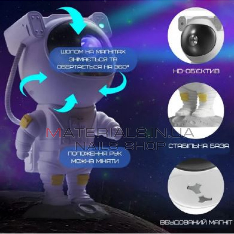 Нічник-проєктор Astronaut Star Light MD089, 230 × 120 мм
