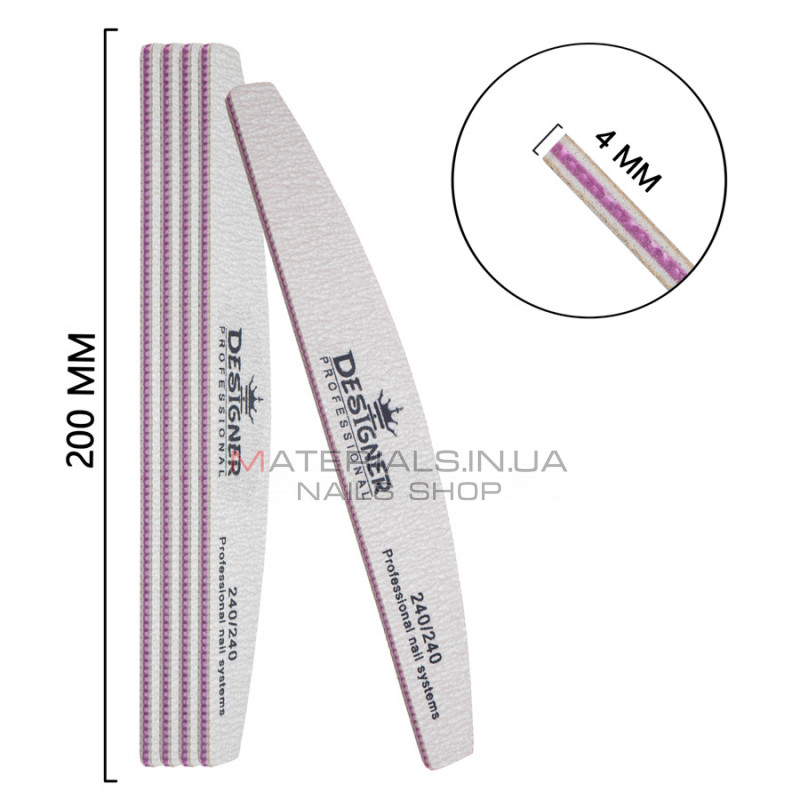 Упаковка пилок Designer 25шт, сіра, човник 240/240 Упаковка пилок Designer 25шт, сіра, човник 240/240