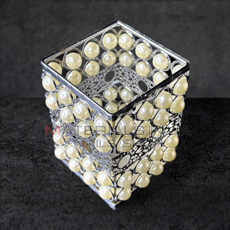 Підставка для пензлів із декоративним каменем Silver square
