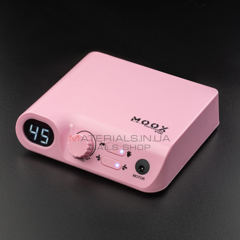 Фрезер Мокс X100 (Рожевий) на 45 000 об/хв. та 70W. для манікюру та педикюру Фрезер Мокс X100 (Рожевий) на 45 000 об/хв. та 70W. для манікюру та педикюру