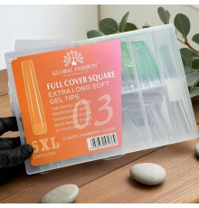 Гелеві типси Global 03 Full Cover Square Extra Long Gel Tips 5XL – 120 шт (Прозорі)