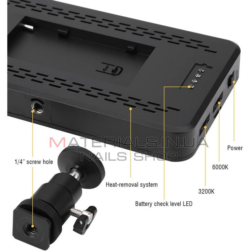 Накамерный видеосвет LED — W228 | Battery 2400mah & Charger |