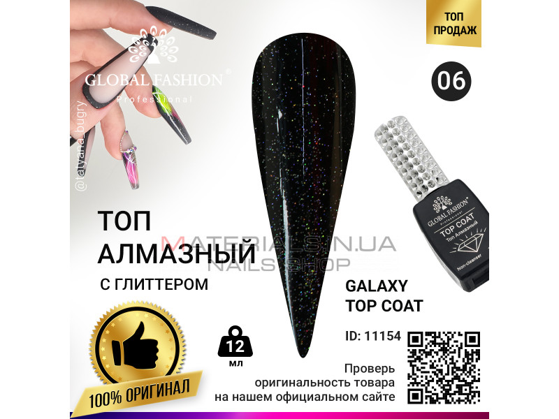 Топ с глиттером  Galaxy Top Coat 06, 12 мл