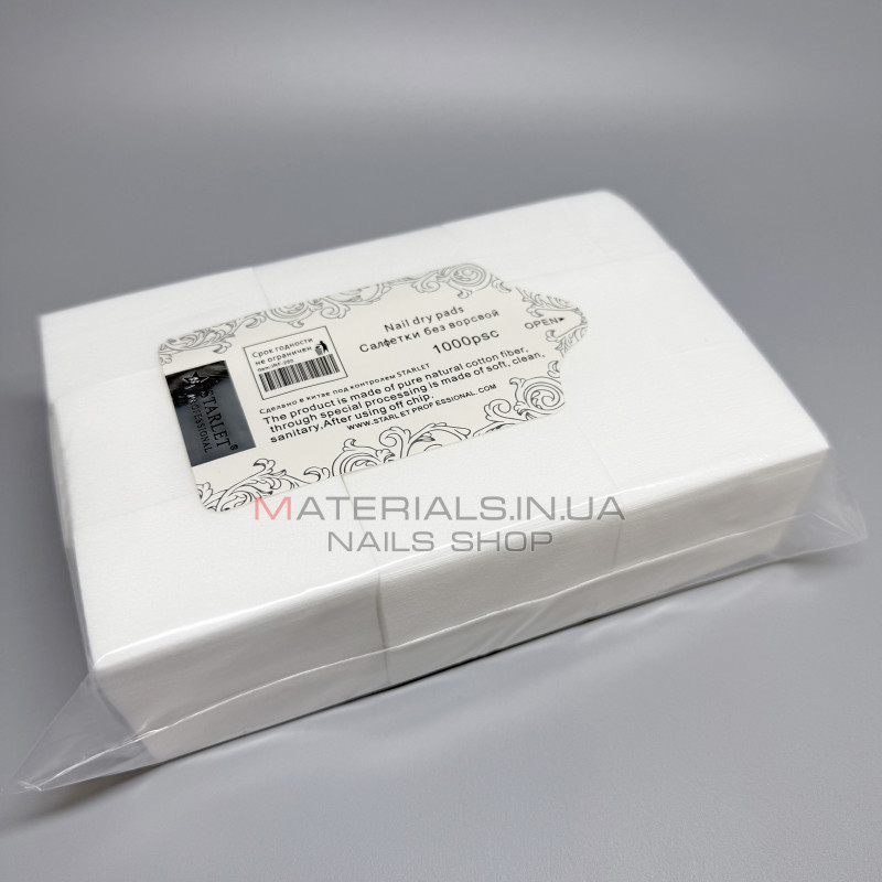 Серветки безворсові Starlet Professional 6х4 см 1000 шт колір білий Серветки безворсові Starlet Professional 6х4 см 1000 шт колір білий