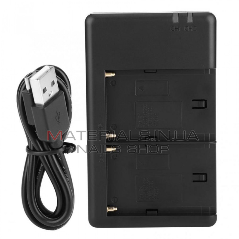 Зарядний пристрій FM50/F970/F750/F550NP, для 2-х акумуляторів Sony, та аналогічних. живлення від роз’єму USB