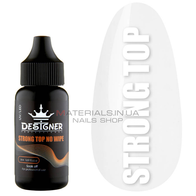 Strong Top No Wipe без липкого шару Designer Professional, 30мл Strong Top No Wipe без липкого шару Designer Professional, 30мл