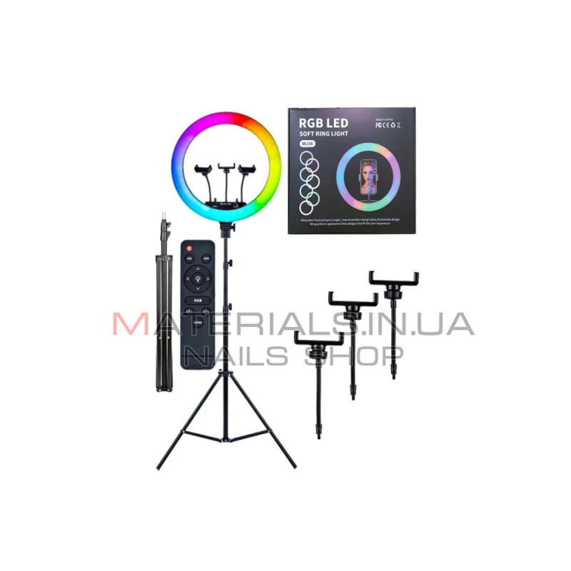 Кільцева LED-лампа LJJ-36, RGB, 36 см, 14″, 192 світлодіодів, 39 RGB