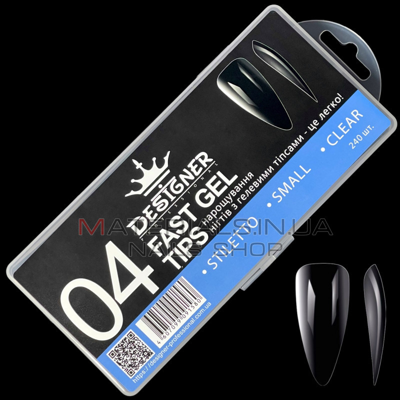 Fast gel tips №4 (Stiletto, small size) - Гелеві типси Дизайнер