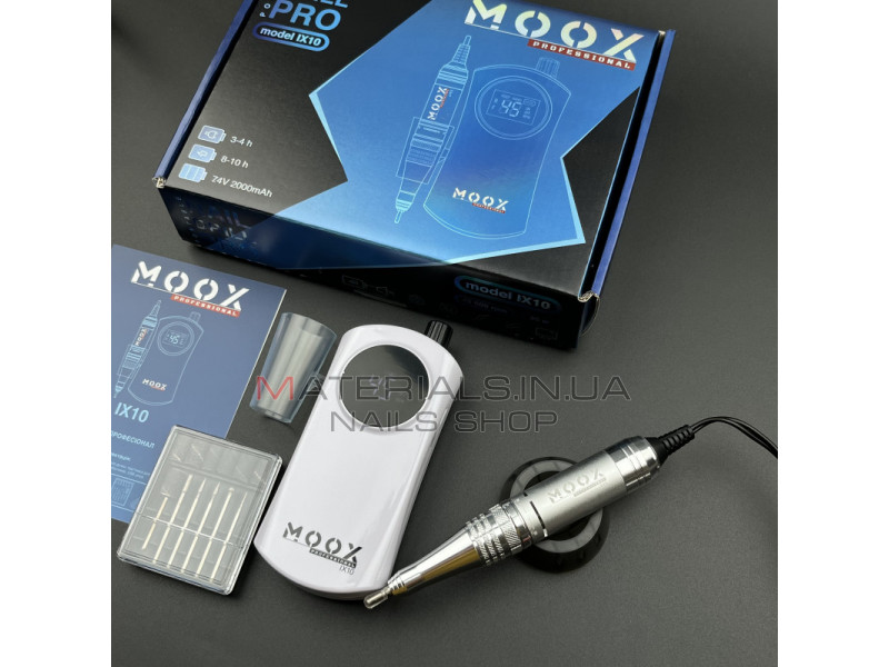 Фрезер Мокс IX10 (White) на акуммуляторі 45 000 об/хв. та 35 W. для манікюру та педикюру