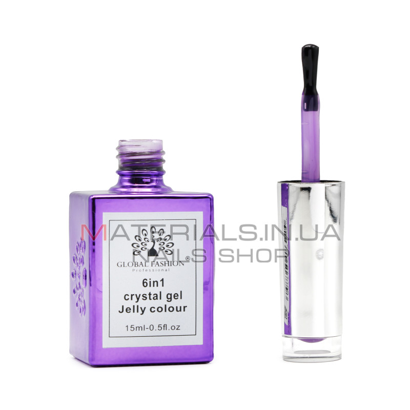 Гель для нарощування 6 in 1 crystal gel jelly colour, 15 мл, 6606