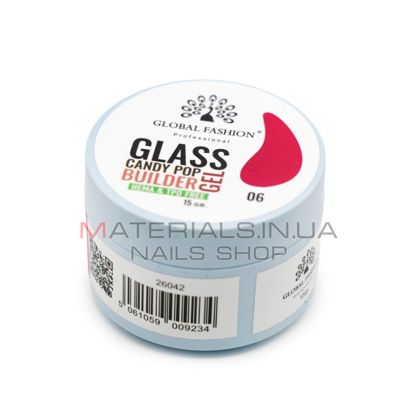 Гель для моделювання нігтів 15 г, Glass Candy Pop Builder Gel 06