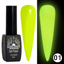 Гель лак Luminous Global Fashion 8 мл, светящийся в темноте, 01