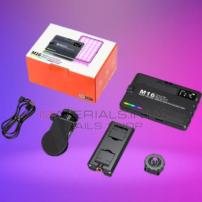 Накамерне LED-відеосвітло M16, RGB
