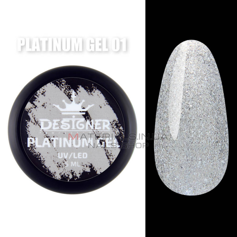 Platinum Gel Гель - платинум Designer Professional с шиммером, 5 мл. №01