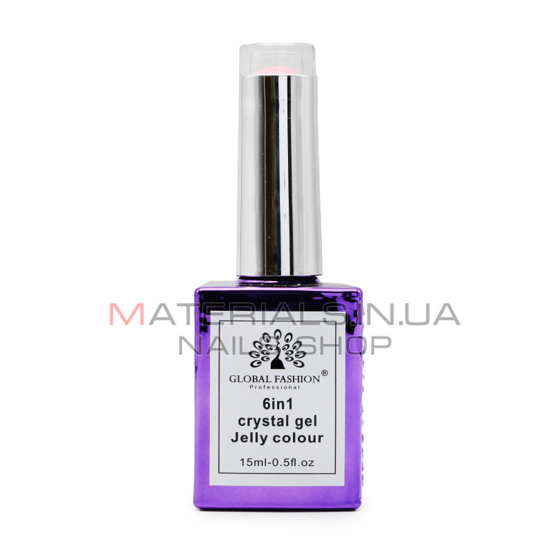 Гель для нарощування 6 in 1 crystal gel jelly colour, 15 мл, 6603