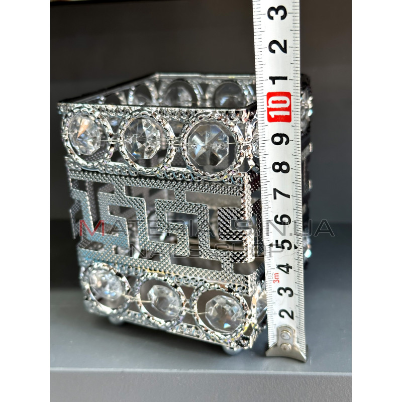 Підставка для пензлів із декоративним каменем Silver Square