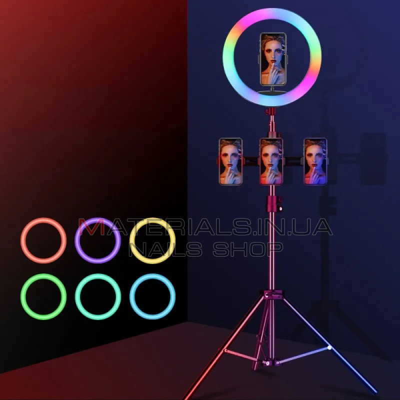 Кільцева LED-лампа LJJ-36, RGB, 36 см, 14″, 192 світлодіодів, 39 RGB