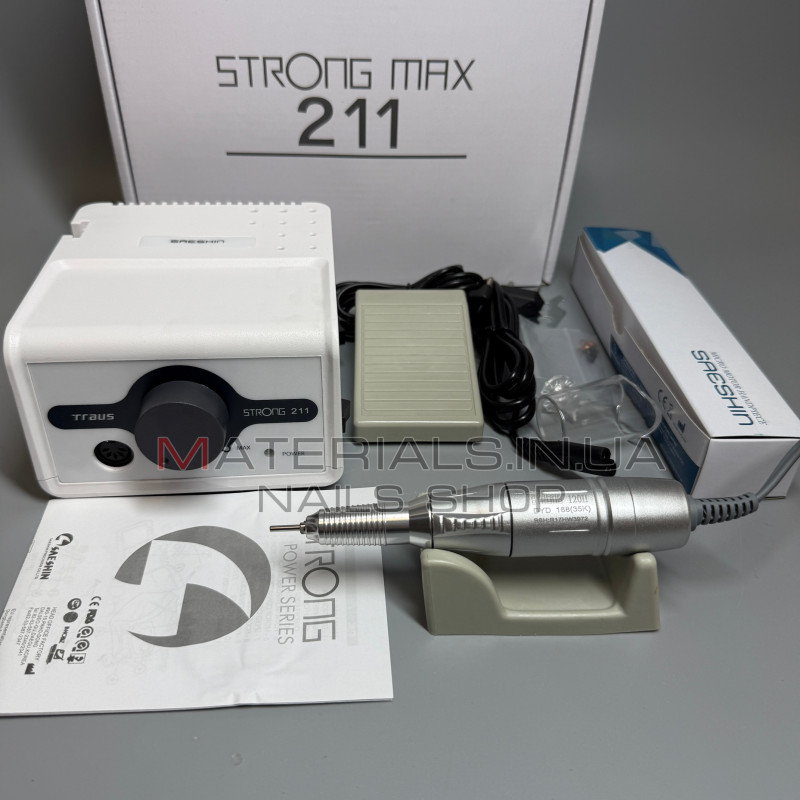 Апарат для манікюру та педикюру Strong 211, 35000 об/хв, 65 Вт