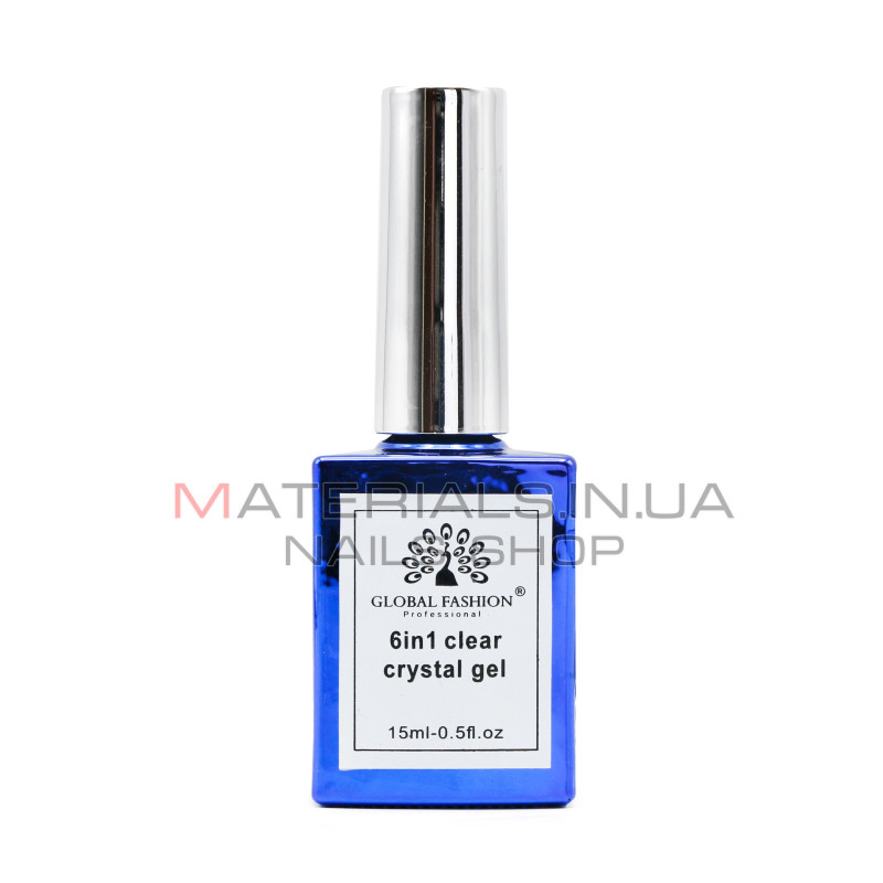 Гель для нарощування 6 in 1 crystal gel, 15 мл, Clear