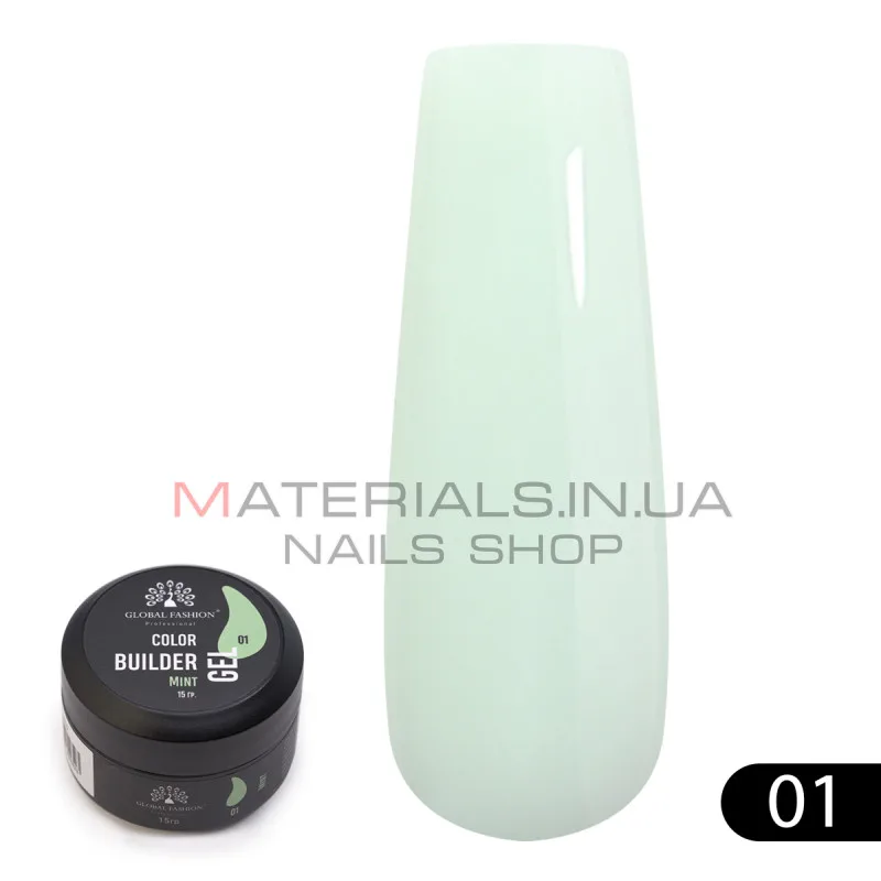 Гель для моделирования ногтей 15 гр, Color Builder Gel 01-Mint
