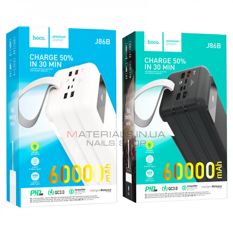 Power Bank 60000 mAh | 22.5W — Hoco J86B — White Power Bank 60000 mAh | 22.5W — Hoco J86B — White
