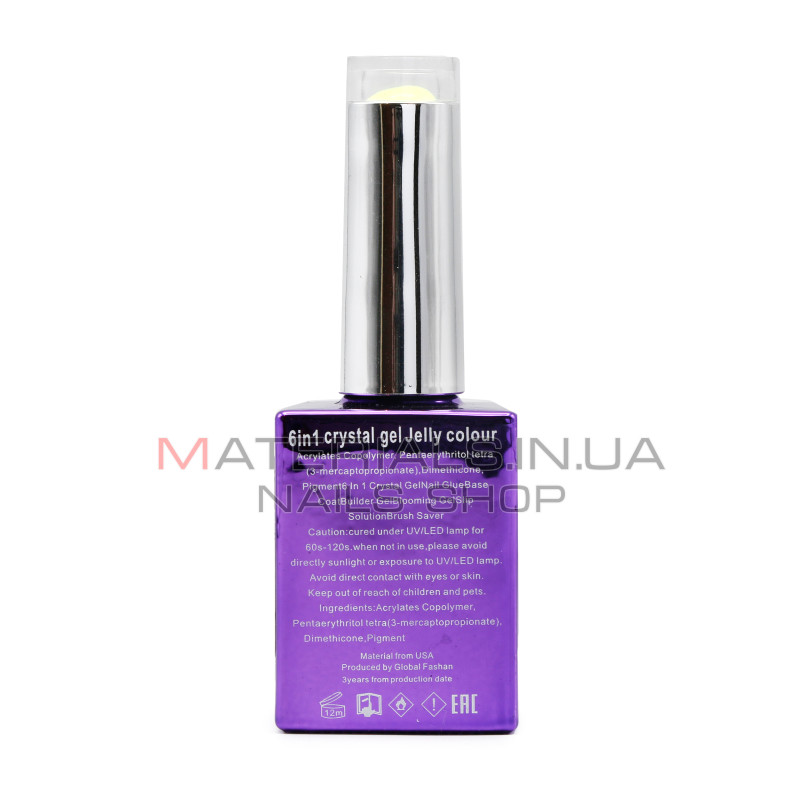 Гель для нарощування 6 in 1 crystal gel jelly colour, 15 мл, 6602