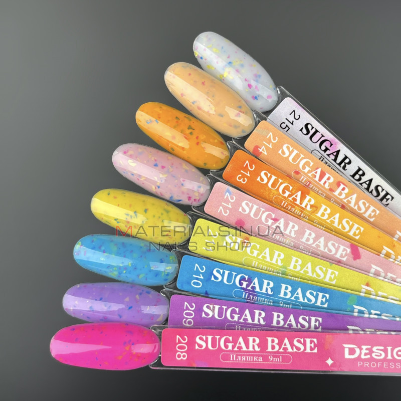 Цветная база Sugar base 214 Дизайнер (9 мл.) - с разноцветными хлопьями