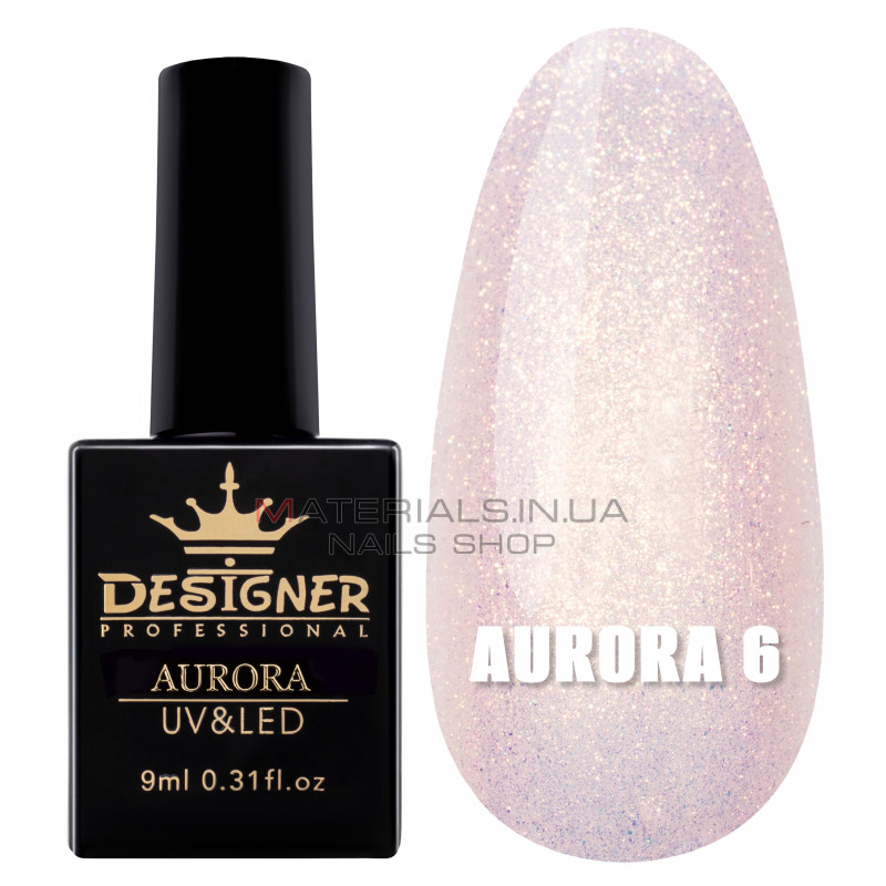Гель-лак для дизайна Aurora Designer c эффектом втирки, 9 мл. №6 Гель-лак для дизайна Aurora Designer c эффектом втирки, 9 мл. №6