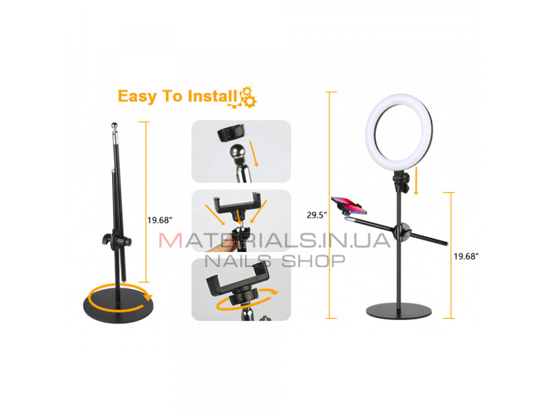 Лампа кольцевая комплект LED 360 F-537S 10" 3300K - 6000К+ holder + remote + tripod stand