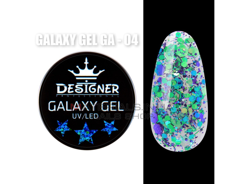Galaxy Gel Глітерний гель Designer Professional з блискітками, 10 мл. GA-04