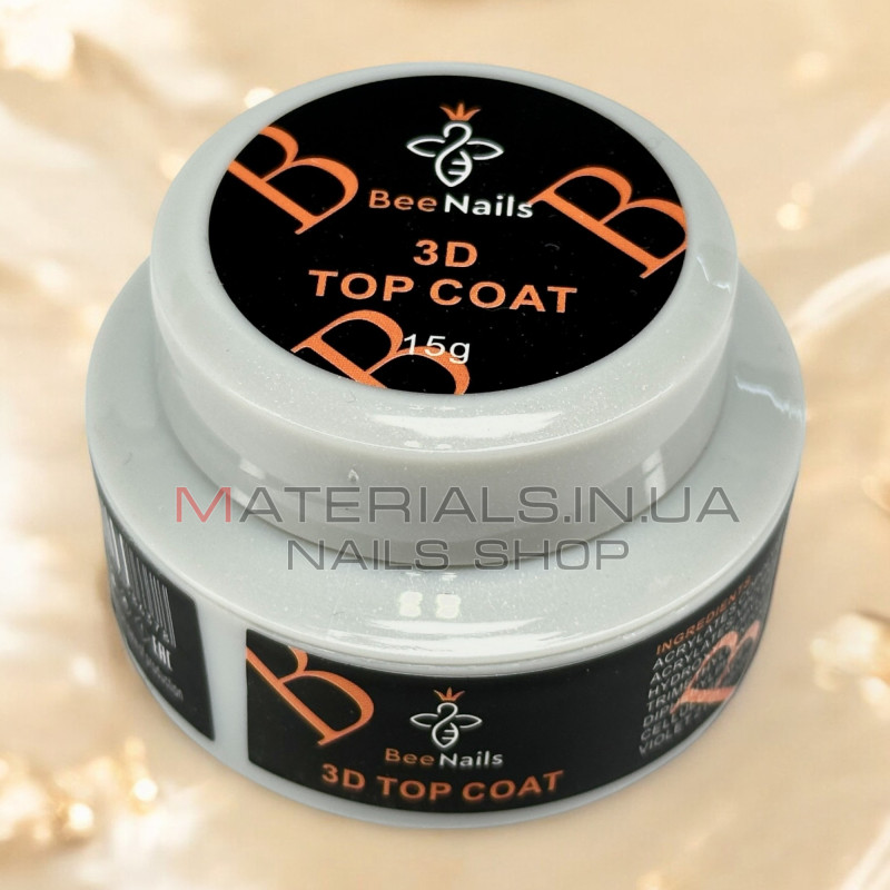 3D Top coat Bee Nails, Clear, 15г